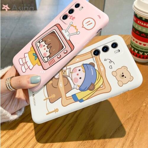 ASINA Liquid Silicone Case For Huawei P40 P30 P20 P Smart 2019 Z Cover Cartoon Bumper Women Cases For Nova3 3i Coque Capa Girl