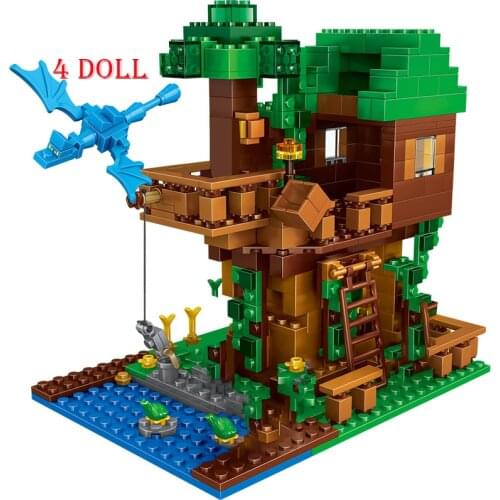 The Tree House Small Building Blocks Sets With Steve Action Figures Compatible Minecrafted Sets Toys For Children