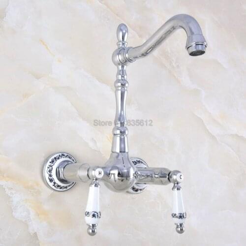 Chrome Brass Bathtub Faucet Double Handles Hot&Cold Mixer Tap tnf567