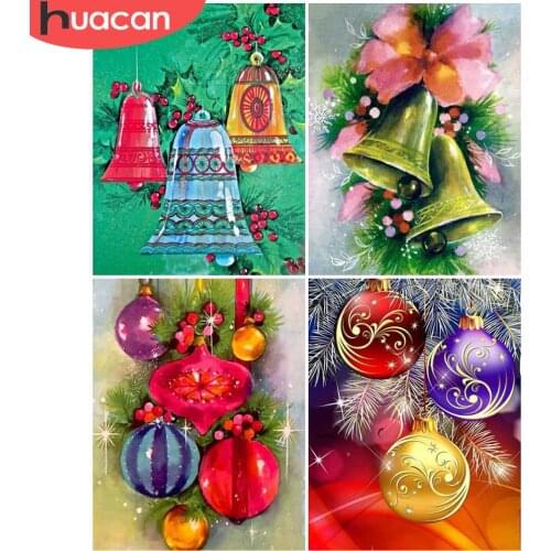 HUACAN Coloring By Number Christmas Drawing On Canvas DIY Pictures By Number Winter Hand Painted Home Decoration Gift