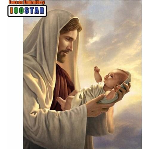 Full Square 5D DIY Diamond Painting Jesus Child Needleworks Embroidery Cross Stitch Rhinestones Mosaic Painting Home Decor