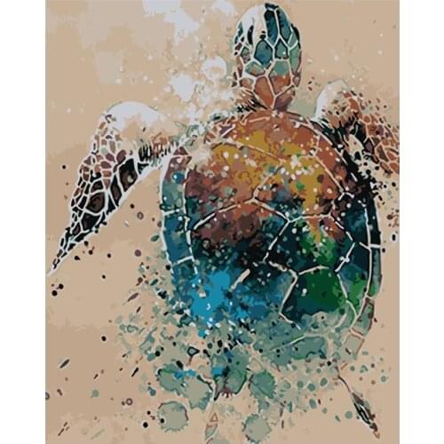 Painting By Numbers DIY Dropshipping 40x50 50x65cm Painted oil painting turtle Animal Canvas Wedding Decoration Art picture Gift