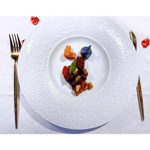 European-style ceramic round dinner plates hotel western steak plate Korean restaurant cold dish plate household daily tableware