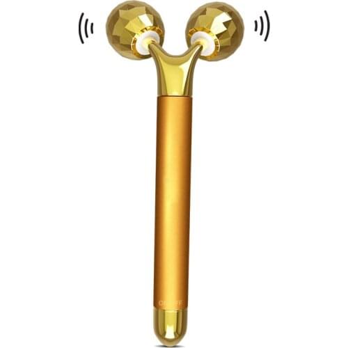 24K Gold Beauty Bar Slimming Face Massager Facial Beauty Roller Massager Vibration Stick Lifting Skin Tightening Face Massager