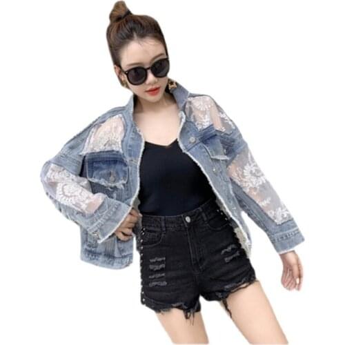 Sweet Fashionable Summer Women Sun Protection Clothes Relaxed Temperament Show Thin Net Red Fairy Coat Mesh Denim Jacke OK824