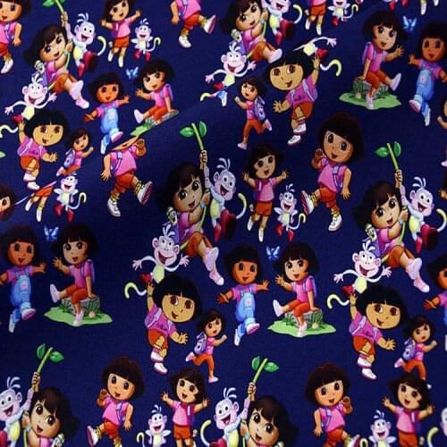 Cartoon Dora 100% Cotton Fabric for Girl Clothes Bedding Set Hometextile Cushion Cover Backpack DIY