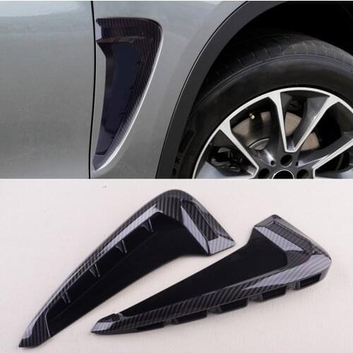 2Pcs/Set Car Side Marker Fender Air Wing Vent Trim Cover Fit for BMW X5 F15 X5M F85 2014 2015 2016 2017 2018 Carbon Fiber Style