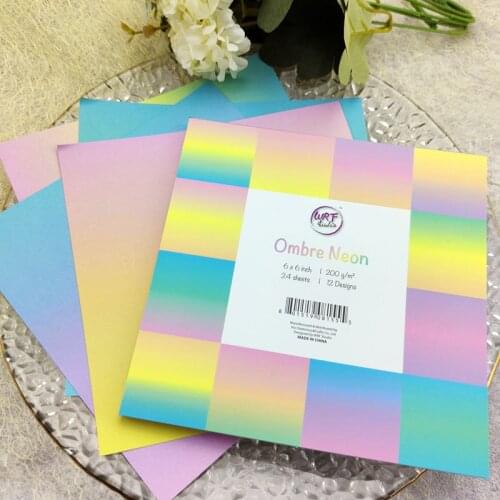 6"X6" 24 Sheets Ombre Neon Scrapbooking Pads Paper Origami Art Background Paper Card Making DIY Scrapbook Paper Craft