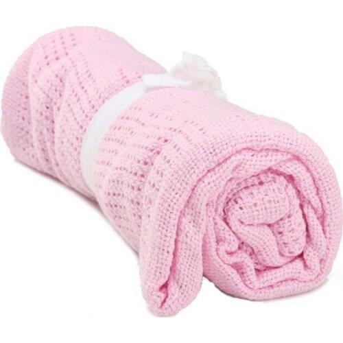 Newborn Baby Blankets Super Soft Cotton Crochet Summer Candy Color Prop Crib Casual Sleeping Bed Supplies Hole Wrap