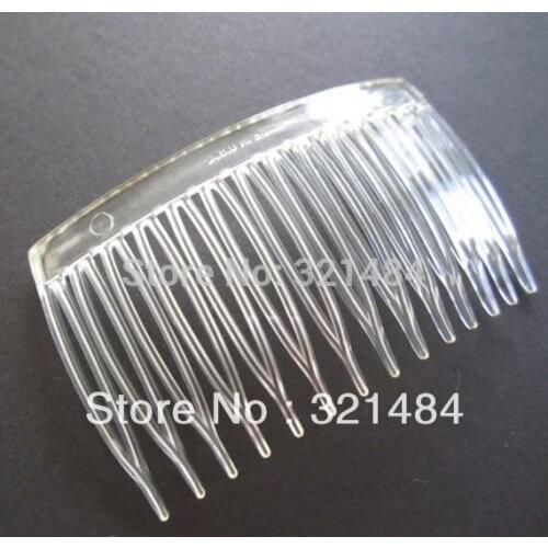 Wholesale 100piece/Lot 70*40mm 14 teeth Clear plastic hair comb jewelry making findings