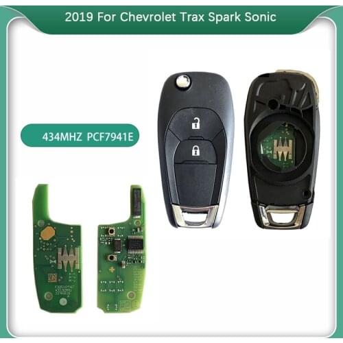 CN014064 Original PCB With Aftermarket Shell For 2019 Chevrolet Spark Sonic Remote Flip Key 2 Button 434mhz PCF7941E Chip