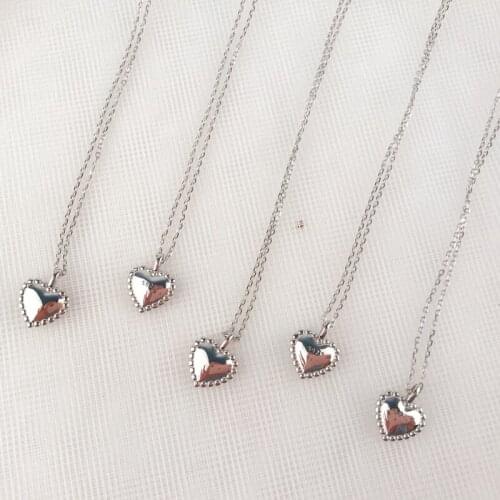 Real 925 Sterling Silver Gold Necklaces Women Heart Love Choker Necklace Wedding Engagement Jewelry Gift