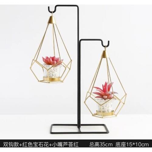 Durable Flower Plant Candle Hang Stand Metal Rhombus Display Shelf Garden Living Room Home Decoration Outdoor Bar Study-room