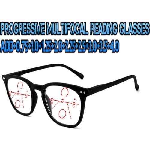 Progressive Multifocal Anti Blu Light Reading Glasses Black Frame Men Women High Quality +1.0 +1.5 +1.75 +2.0 +2.5 +3 +3.5 +4