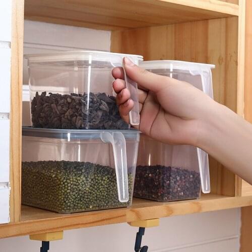 Transparent PP Refrigerator Storage Box Grains Beans Storage Box With Handle Fridge Cabinet Freezer Organizer Kitchen Gadgets
