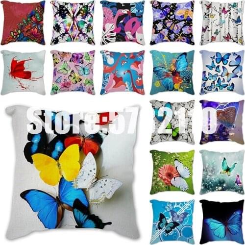 Colorful Elegant Butterfly Print Cushion Cover Painting Sofa Car Chair Home Decor Pillows Cover Throw Pillow Case Decoration