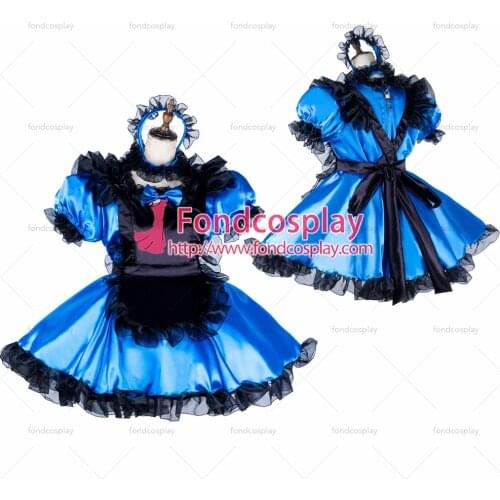 Sissy maid satin dress lockable Uniform cosplay costume Tailor-made[G2046]