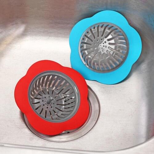 Flower Shaped Silicone Sink Strainer TPR Kitchen Sink Strainer Sewer Hair Filter Waste Collect Drains Cover Kitchen Sink Access