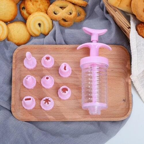 8-Head Cookie Chocolate Nozzle Plastic Pastry Syringe Dessert Extruder Cream Butter Gun Cake Decorations Tools Baking Supplies