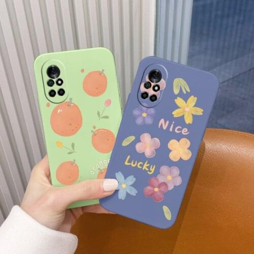 Orange Liquid Silicone Case For Huawei Nova 8 7 Pro SE 6 SE 5 Pro 5Z 5I 5Ipro 5T 4 4E Soft Phone Back Cover