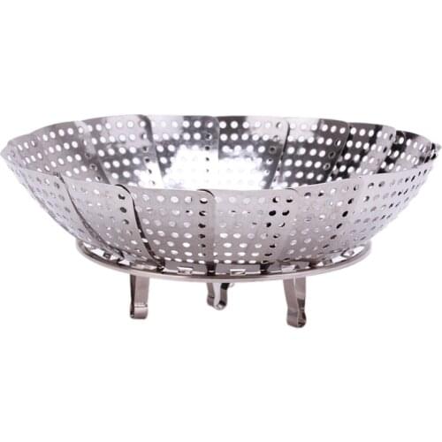 Stainless Steel Multifunctional Steamer Plate Silver Magic Retractable Folding Steaming Fruit Plate Disk