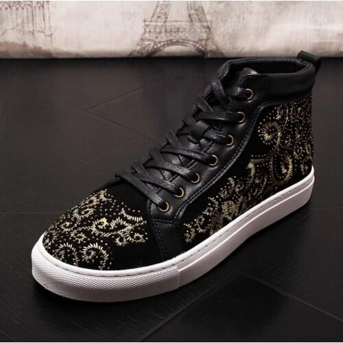Stephoes New Men Fashion Casual Ankle Boots Spring Autumn Print Luxury Brand High Top Sneakers Male High Top Punk Style Shoes