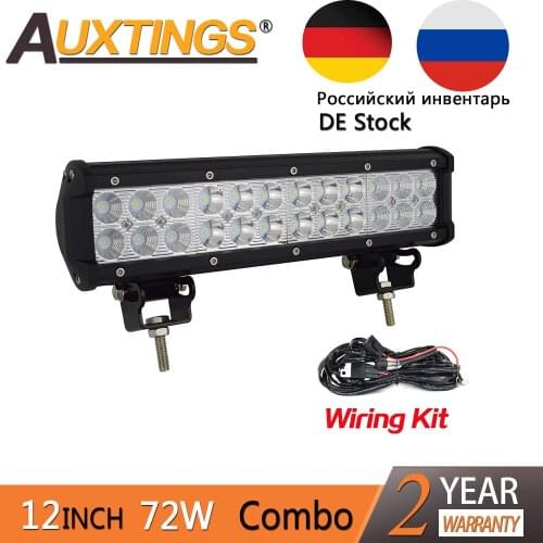Auxtings 12''inch 72W LED Light Bar Combo Beam Offroad Light 12V 24V LED Work Light For ATV SUV 4WD 4X4 Boating DE Stock FreeTax