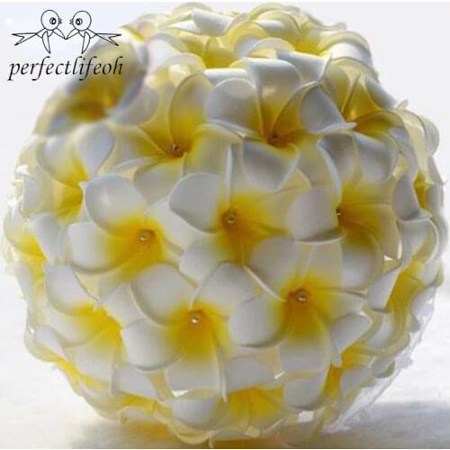 Perfectlifeoh Shinning Satin Ribbon Plumeria Frangipani Wedding Bouquet Bridal bouquets Wedding Decoration yo cho цветы