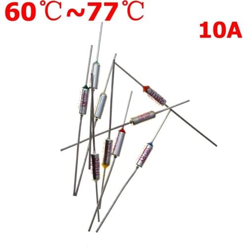 Thermal Fuse 60C 65C 70C 73C 75C 77C Celsius Degree 10A 250V Micro Mini Electrical Temp Fuses Temperature Fuse Thermal Cutoff