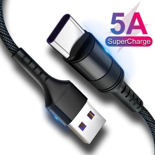 5A USB C Data Cable For Huawei P30 Super Charge For Xiaomi Mi 8 9 Redmi K20 Note 7 Fast USB Type C Cable for Samsung S8 S9 S10