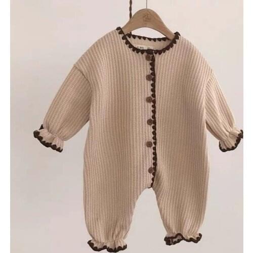 Spring autumn baby clothes cute embroidery infant girls boys jumpsuits cotton casual baby one-piece clothing