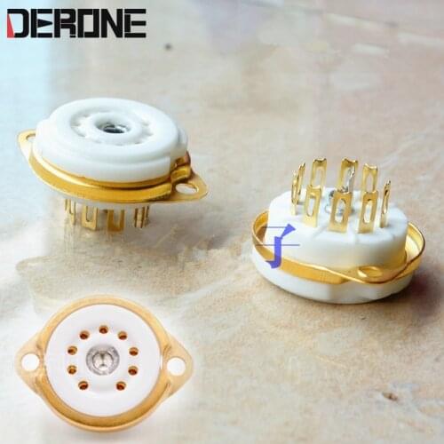1 piece Tube amp socket 9 pin top mount gold plated ceramic tube socket for 12AU7/ECC82 12AX7