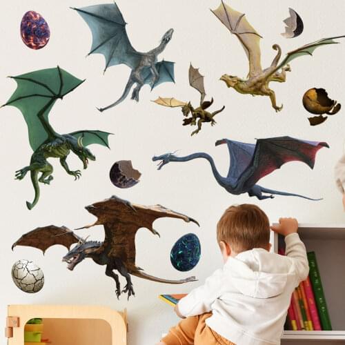 3D Dinosaur Wall Sticker Kids Bedroom Boy Room Decor Nursery Decals DIY Pterosaur Wallsticker Children Room Decoration Wallpaper