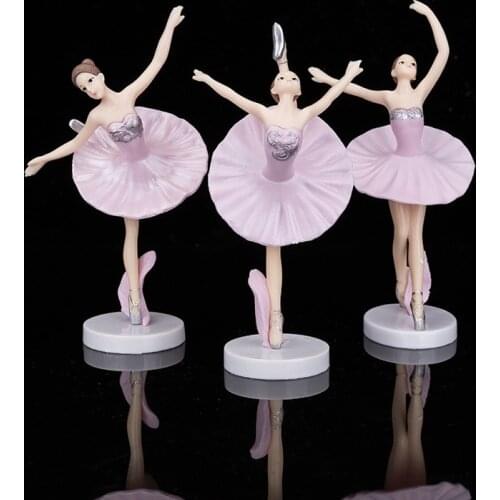 3pce Ballerina Girl Prototype Pink/white Dance Princess Doll Doll Cake Decorations Angel Cabochon Garden Decoration Accessories