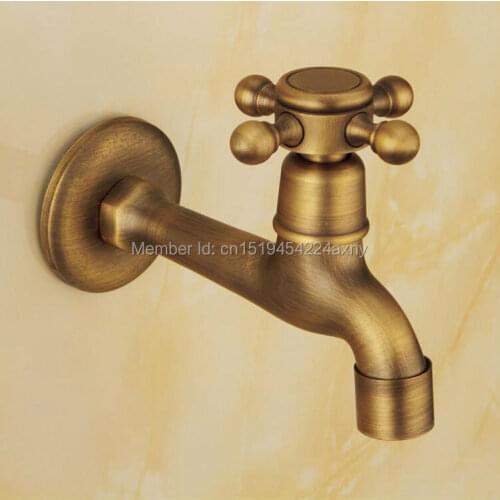 Antique Bronze Long Spout Laundry Retro Style Washing Machine Faucet Wall Mounted GI100