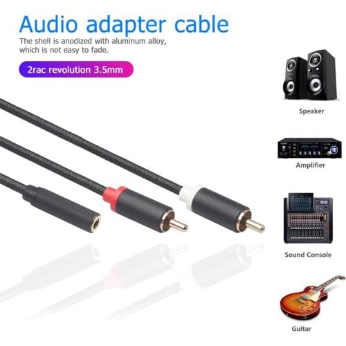 2RCA Male to 3.5mm Female Adapter Aluminum Alloy Oxidation Treatment Shell Audio Cable for Home Theater DVD VCD Headset