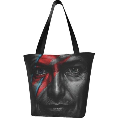 David Bowie Shopping Bag Aesthetic Cloth Outdoor Handbag Female Fashion Bags