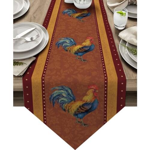 Farm Animal Rooster Retro Polka Dot Table Runners Home Dining Coffee Table Decor Table Cloth Wedding Decoration Table Cover