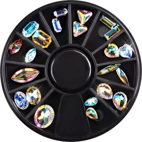 DIY Colorful Nail Charms Acrylic Crystal Rhinestones jewelry Nail Wheel UV Gel 3D nail art decorations Accessoires NRD122