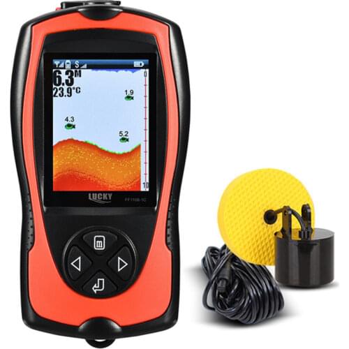 LUCKY FF1108-1CT Portable Fish Finder 100M Depth Fish Alarm Wired Fish Detector 2.4inch TFT Color LCD Fishfinder Fish Locator