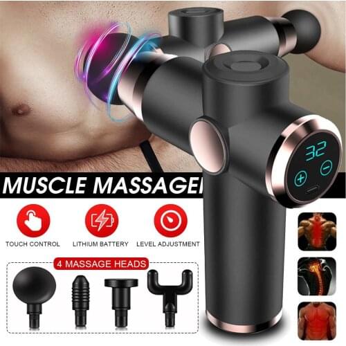 Electric Muscle Massage Gun Deep Muscle Vibration Massager 32 Gears High Speed Therapy Gun For Neck Body Relaxing Shaping FG025