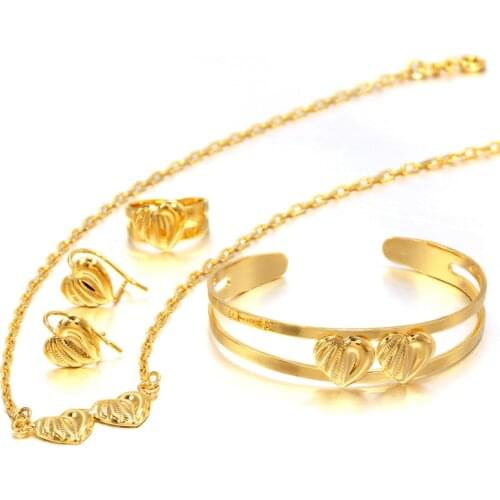 Ethlyn Jewelry Gold Color Fashion Lovely Trendy Children Baby Jewelry Sets Necklace/Earrings/Ring/Bangle Kids Gifts Arab feature