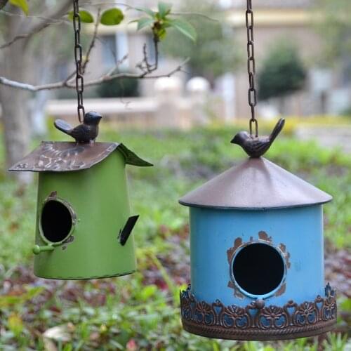 Farmhouse rustic painted handmade decorative birdhouses metal