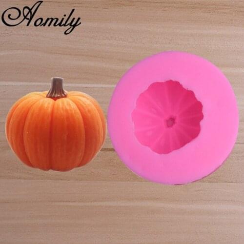 Aomily S/L 2 Sizes Pumpkin Fondant Cake Mold Cartoon Sugar Craft Chocolate Moulds Tools Silicone Molds Baking Tools for Cakes