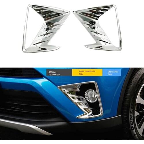JEAZEA 2Pcs ABS Chrome Head Front Fog Light Lamp Bezel Cover Trim Car Styling Accessories For Toyota RAV4 RAV 4 2016 2017 2018
