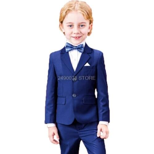High Quality Flower Boys Wedding Suit School Kids Formal Tuxedo Jacket Vest Pants 3Pcs Children Performance Party Dress Costume