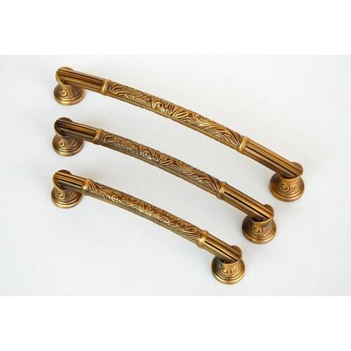 Continental retro yellow bronze palace furniture handle high-top refined zinc alloy drawer pull Bookcase wardrobe door knob128mm