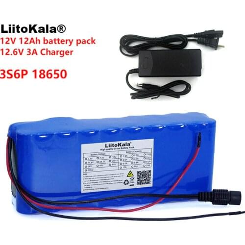 LiitoKala 12v 12A 18650 Lithium Battery 12000 mAh Capacity Lithium Battery Including Protective Plate + 12.6v 3A Charger