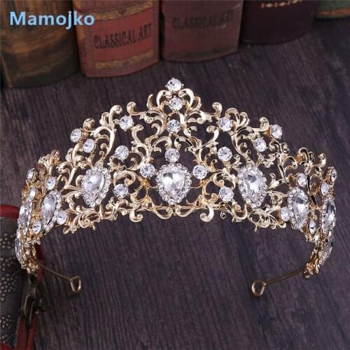 Mamojko Gold Silver Wedding Crown Crystal Bride Tiaras Hair Acessories Wedding Crown Headband Rhinestone Bridal Head Piece Tiara