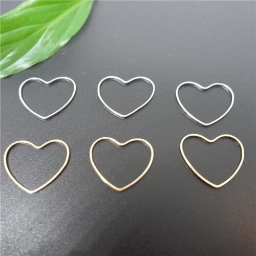 20pcs Metal Heart Pendant Charms DIY Earring Bracelet Making Accessories Wholesale Handwork Stud/Drop Earrings Jewelry Findings